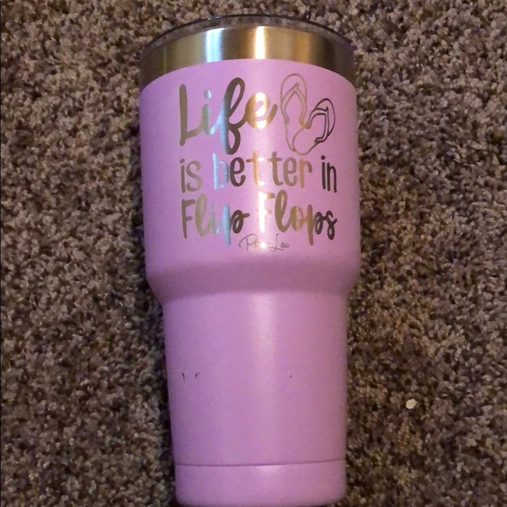 Purple tumbler.